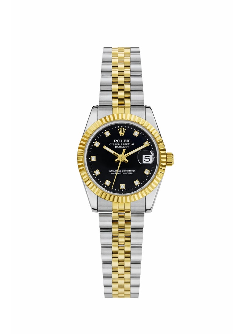 Rolex Oyster Perpetual Datejust Two-Tone Watch with Black Dial